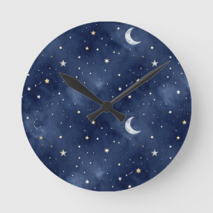Reloj Redondo Mediano Patrón de constelaciones de luna de noche estrella