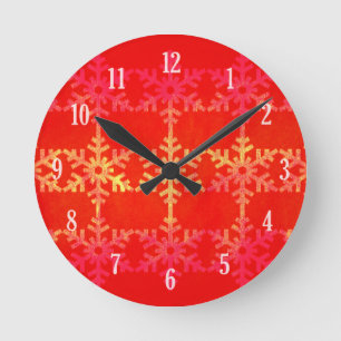 Reloj Redondo Mediano Patrón de copos de nieve de los navidades