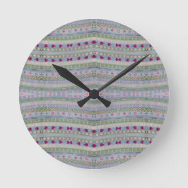 Reloj Redondo Mediano Patrón de corazón de Bonitos rosas y verdes