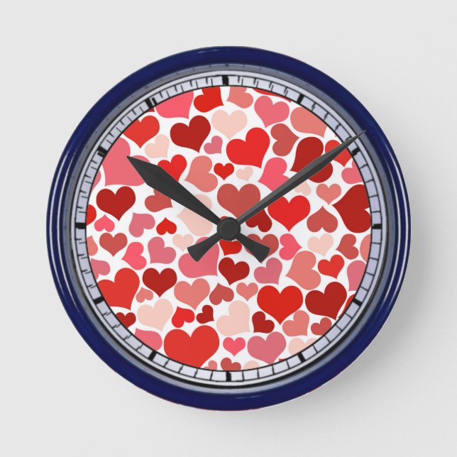Reloj Redondo Mediano Patrón de corazón el día de San Valentín (Anverso)