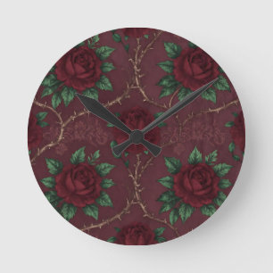 Reloj Redondo Mediano Patrón de corona de espinas de rosa roja