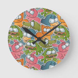 Reloj Redondo Mediano Patrón de cosecha con animales personalizados