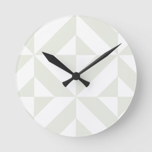 Reloj Redondo Mediano Patrón de cubo de deco geométrico pálido gris