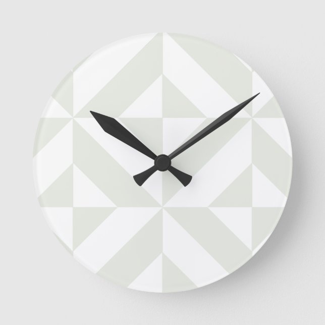 Reloj Redondo Mediano Patrón de cubo de deco geométrico pálido gris (Anverso)