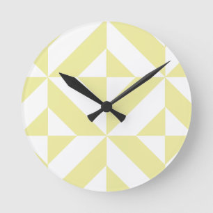 Reloj Redondo Mediano Patrón de cubo geométrico cónico amarillo pálido