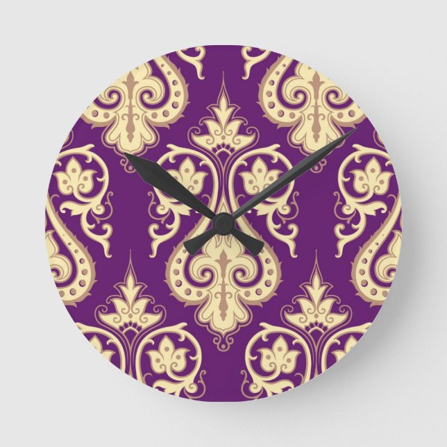 Reloj Redondo Mediano Patrón de Damasco 4 (Anverso)