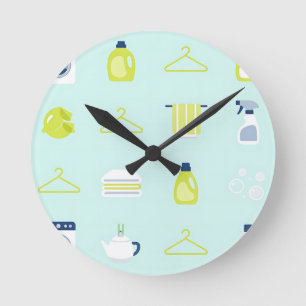 Reloj Redondo Mediano Patrón de día de ropa limpia