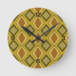 Reloj Redondo Mediano Patrón de diamante verde dorado pardo MCM