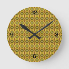 Reloj Redondo Mediano Patrón de diamante verde dorado pardo MCM