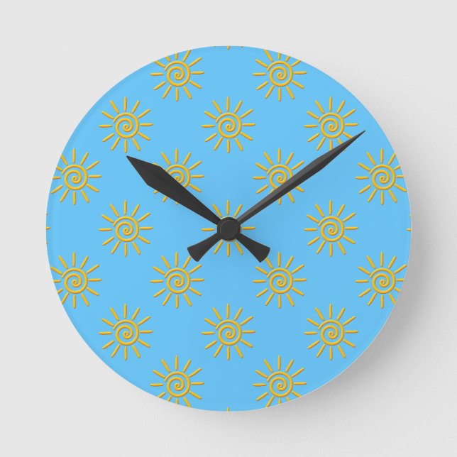 Reloj Redondo Mediano Patrón de dibujo de sol amarillo 3D (Anverso)