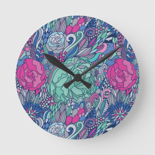 Reloj Redondo Mediano Patrón de dibujos animados (Anverso)