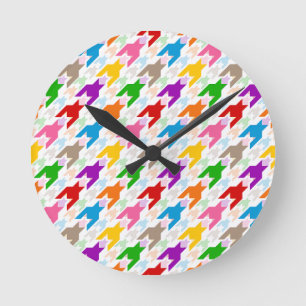 Reloj Redondo Mediano Patrón de dientes de perro colorido blanco