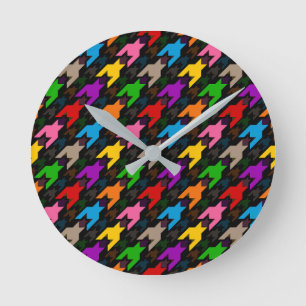 Reloj Redondo Mediano Patrón de dientes de perro colorido negro