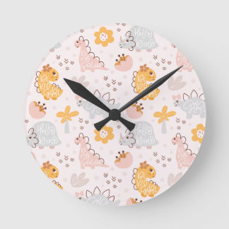 Reloj Redondo Mediano patrón de dinosaurio que capturará a todos los niñ