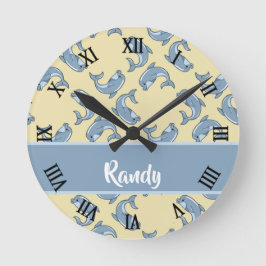 Reloj Redondo Mediano Patrón de dolpins azules