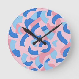 Reloj Redondo Mediano Patrón de Doodle rosa y azul