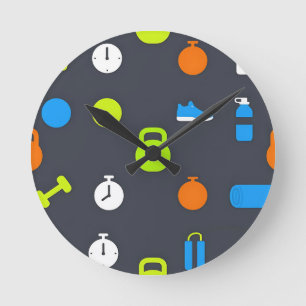 Reloj Redondo Mediano Patrón de equipo de fitness