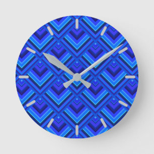 Reloj Redondo Mediano Patrón de escala de franjas azules