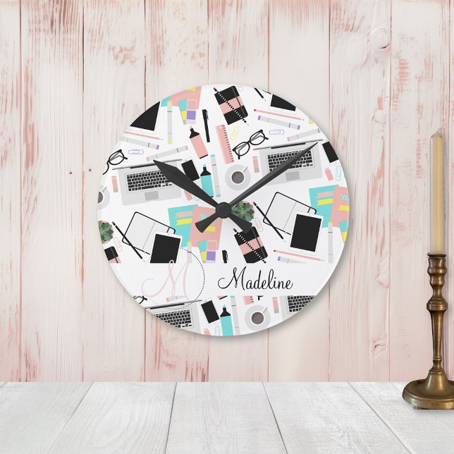 Reloj Redondo Mediano Patrón de escritorio Personalizado moderno (Subido por el creador)