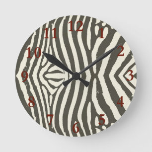 Reloj Redondo Mediano Patrón de estampado animal de cebra a rayas modern