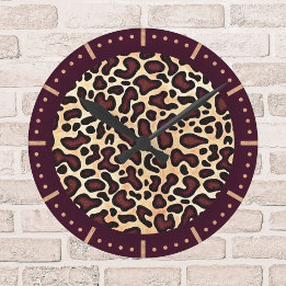 Reloj Redondo Mediano Patrón de estampado de leopardo atrevido en marrón