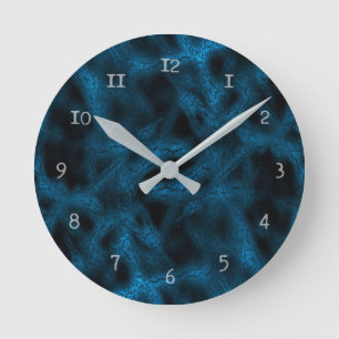 Reloj Redondo Mediano Patrón de fantasía azul