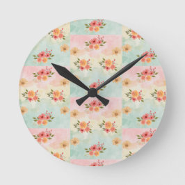 Reloj Redondo Mediano Patrón de flores botánicas vintage decorativo pare