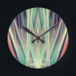 Reloj Redondo Mediano Patrón de focos Art Deco<br><div class="desc">Patrón de focos Art Decó naranja y verde</div>