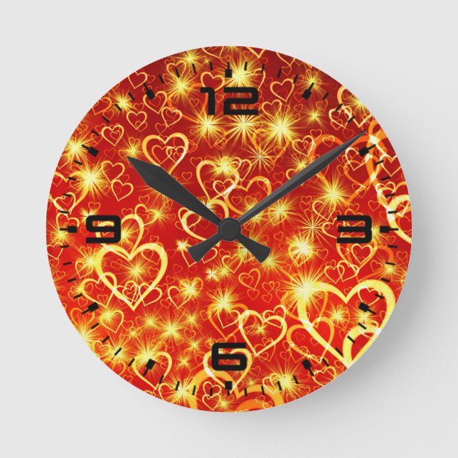 Reloj Redondo Mediano Patrón de formas de corazón-25622 (Anverso)