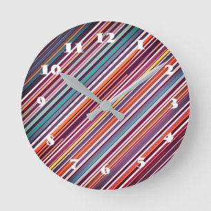 Reloj Redondo Mediano Patrón de franja vertical inspirado en Art Deco