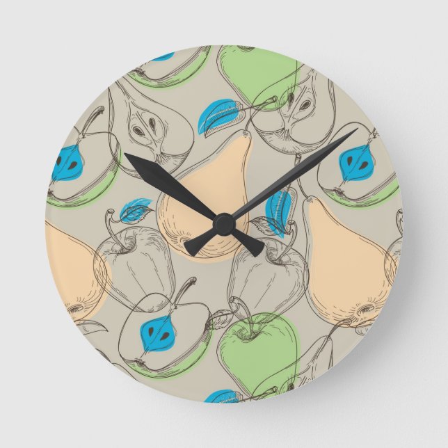 Reloj Redondo Mediano Patrón de frutas (Anverso)