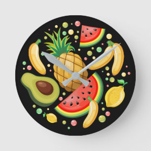 Reloj Redondo Mediano Patrón de frutas de verano fresco
