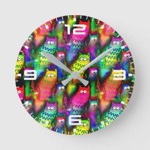 Reloj Redondo Mediano Patrón de gatos divertidos-54578