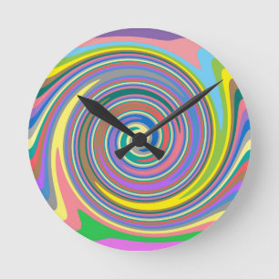 Reloj Redondo Mediano Patrón de giro arcoiris colorido