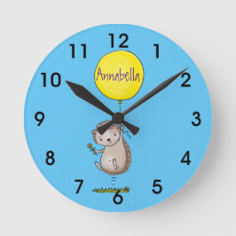 Reloj Redondo Mediano Patrón de hedgehog y personalizado de globos
