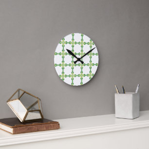 Reloj Redondo Mediano Patrón De Hojas, Patrón De Hojas, Hojas Verdes