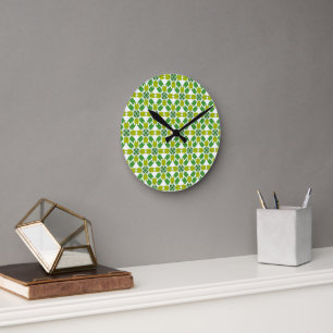 Reloj Redondo Mediano Patrón De Hojas, Patrón De Hojas, Hojas Verdes