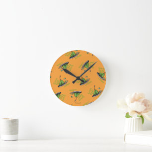 Reloj Redondo Mediano Patrón de Huevos Verdes con Jamón