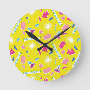 Reloj Redondo Mediano Patrón de iconos Neon FRIENDS™