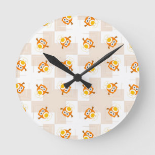 Reloj Redondo Mediano Patrón de Ilustracion de búho naranja