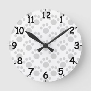 Reloj Redondo Mediano Patrón de impresión de paño gris