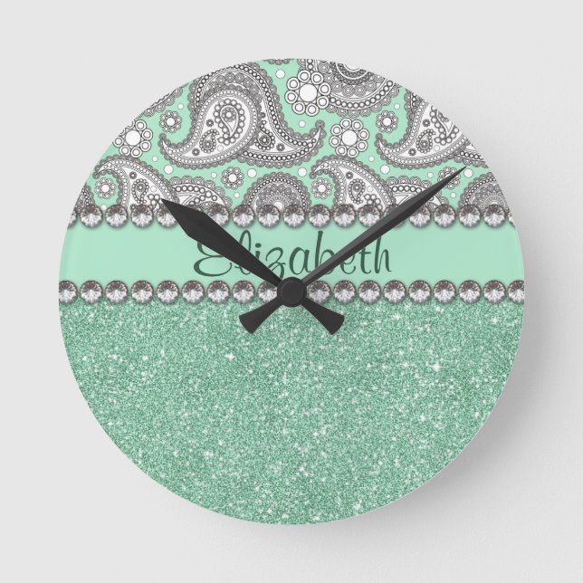 Reloj Redondo Mediano Patrón de impresión Diamante de imitación Aqua Pur (Anverso)