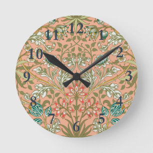 Reloj Redondo Mediano Patrón de Jacinto de William Morris Rosa Polvorien