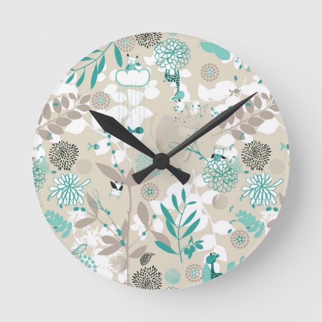 Reloj Redondo Mediano Patrón de jardín (Anverso)