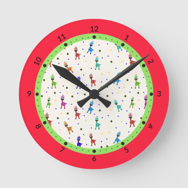 Reloj Redondo Mediano Patrón de jirafas (Anverso)