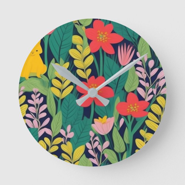 Reloj Redondo Mediano Patrón de jungla (Anverso)