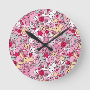 Reloj Redondo Mediano Patrón de Kawaii