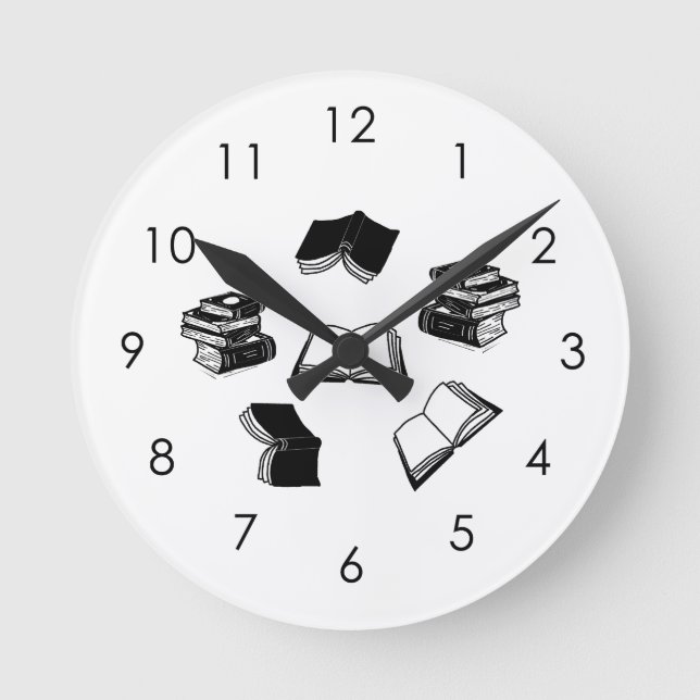 Reloj Redondo Mediano Patrón de libros bibliofilia bibliofilia moderna (Anverso)
