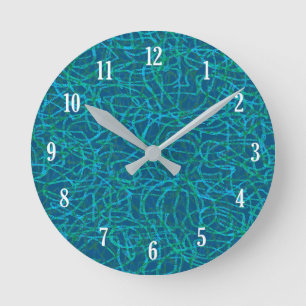 Reloj Redondo Mediano Patrón de líneas marcadas verdes