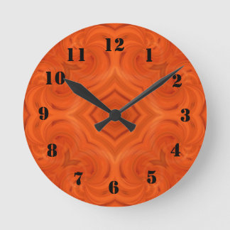 Reloj Redondo Mediano Patrón de madera naranja moderno